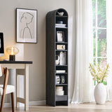 IFBUY 67" Tall Arched Bathroom Storage Cabinet, 8-Tier Modern Farmhouse Storage Cabinet with Adjustable Shelves, Wood Freestanding Cabinet for Bathroom, Living Room, Entryway, Hallway (Dark Grey) IFBUY