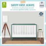 Dream On Me Arlo 5-in-1 Convertible Crib in Jungle Green, JPMA Certified, 3 Mattress Height Settings, Non-Toxic Finish, Made of Sustainable and Sturdy Pinewood Dream On Me