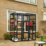 ISDAY Extra Large Wooden Catio - Outdoor Cat Enclosure with 7 Platforms & 2 Resting Boxes (Black) Generic