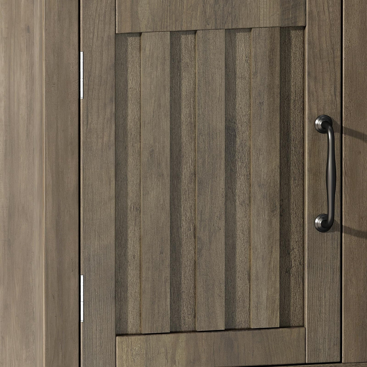 ChooChoo Farmhouse TV Stand, Wood Fluted Door Entertainment Center with Storage Cabinets and Open Shelves, Rustic Media Console up to 55 inches for Living Room, Bedroom, Grey Wash ChooChoo