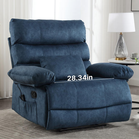 HOMYEDAMIC Oversized Recliner Chair Extra Wide Large Recliner for Adults 350lbs with Lumbar Support Pillow Nursery Chair Living Room (Manual, BLUE-6002) HOMYEDAMIC