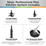 Ninja BN801 Professional Plus Kitchen System, 1400 WP, 5 Functions for Smoothies, Chopping, Dough & More with Auto IQ, 72-oz.* Blender Pitcher, 64-oz. Processor Bowl, (2) 24-oz. To-Go Cups, Grey Ninja