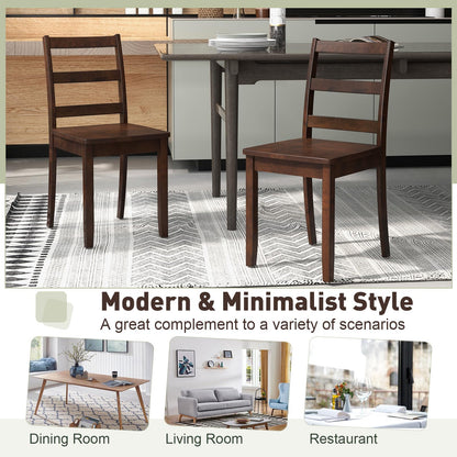 Giantex Wood Dining Chairs Set of 4 Walnut- Wooden Armless Kitchen Chairs with Solid Rubber Wood Legs, Non-Slip Foot Pads, Max Load 400 Lbs, Farmhouse Style High Ladder Back Dining Room Chair - WoodArtSupply