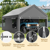 Walsunny Carport, 12x20 ft Heavy Duty Carport Canopy with Roll-up Windows, Portable Garage with Removable Sidewalls & Doors, Car Canopy with All-Season Tarp for Car, Truck, Boat Walsunny