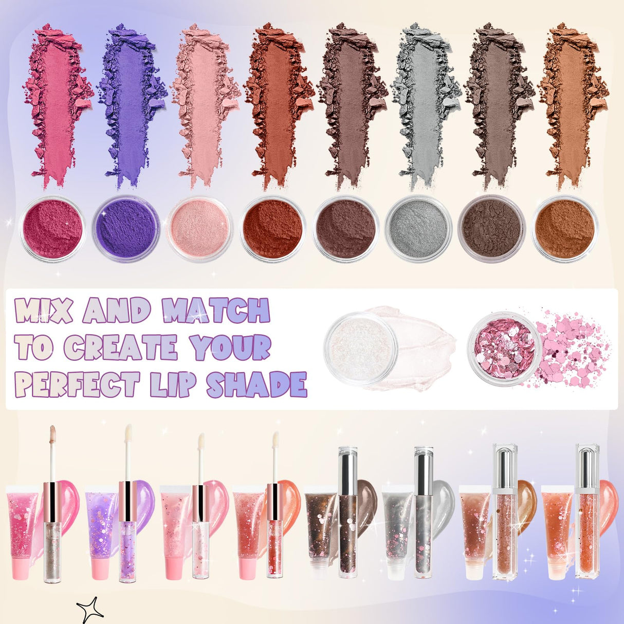 TSVATE Lip Gloss Making Kit, 58PCS DIY Lip Gloss Kit, Lipgloss Making Kit for Women, Beginner, Girls, Moisturizing Lipgloss Base Moist, Double-Ended Tubes, Jojoba Oil, Tween Girls Gift Trendy Stuff TSVATE