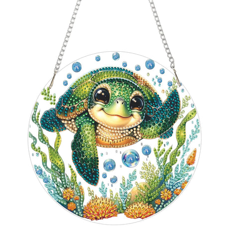 AIBOERL Diamond Art Hanging Kit for Adult,Special Shaped Rhinestone,DIY Acrylic 5D Diamond Art Painting Window Pendants Home Garden Wall Hanging Kits Hanging Ornament,Double Sided. (Turtles) AIBOERL