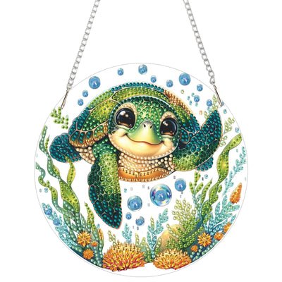 AIBOERL Diamond Art Hanging Kit for Adult,Special Shaped Rhinestone,DIY Acrylic 5D Diamond Art Painting Window Pendants Home Garden Wall Hanging Kits Hanging Ornament,Double Sided. (Turtles)