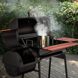 Royal Gourmet CC1830W 30-Inch Charcoal Grill with Offset Smoker and Wood-Painted Side Table, Outdoor Smoker Grill with 811 Sq. In. Cooking Area for Outdoor Barbecue Event, Black Royal Gourmet