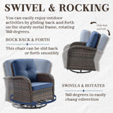 HUMMUH 5-Piece Patio Furniture Set with Fire Pit,Wicker Outdoor Swivel Rocker Chairs Patio Sofa for Backyard,Poolside,Deck HUMMUH