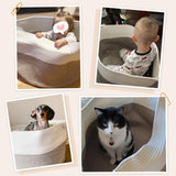 INDRESSME XXXLarge Cotton Rope Basket 21.7" x 21.7" x 13.8" Woven Baby Laundry Blanket Basket Toy Baskets with Handle Storage Comforter Cushions Thread Laundry Hamper INDRESSME