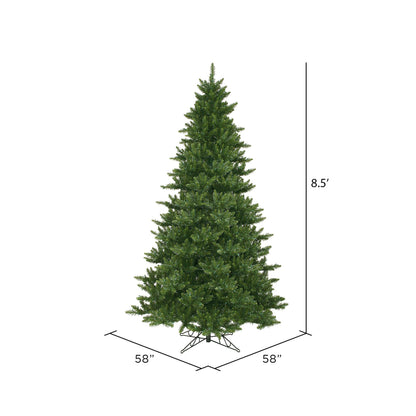 Vickerman 8.5' Tall Camdon Fir Artificial Christmas Tree, Unlit - Faux Christmas Tree - Seasonal Indoor Home Decor - 2294 Rich Green PVC Tips- Metal Hinged Branches