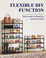 Kitsure Shoe Rack for Closet, Sturdy and Long-Lasting Shoe Shelf, Shoe Rack for Entryway, Personalized DIY Shoe Organizer, Shoe Rack Organizer for Space-Saving, 27.6" x 11.8" x 22.6", Black Kitsure