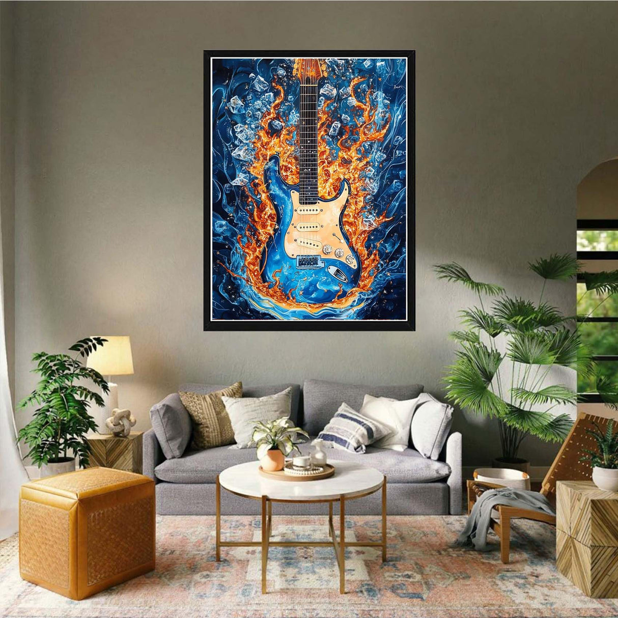 VAIIEYO 5D DIY Diamond Art Kits for Adults Guitar, Diamond Painting Musical Instrument, Paint by Numbers Full Drill Round Rhinestone Craft Canvas for Home Wall Decor Gift 12x16 inch-7 VAIIEYO