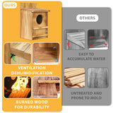 Screech Owl House, Owl Bird Box Large Handmade Wooden Circular Opening Screech Box for Outside with Mounting Screws and A Bag of Wood Shavings, Easy Assembly Required (Brown, 9" x 14.5") MOBYKE