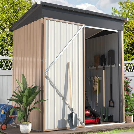 U-MAX 5' x 3' Outdoor Metal Storage Shed, Steel Garden Shed with Single Lockable Door, Tool Storage Shed for Backyard, Patio, Lawn U-MAX