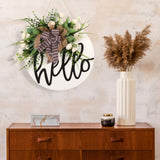 Welcome sign for front door Round Wood Sign Hanging Welcome Sign for Farmhouse porch Spring Welcome Sign Front Door Decoration FLOWERS