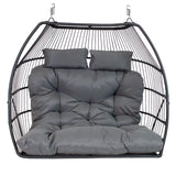 Sunnydaze Andrei Double Hanging Egg Chair with Cushion - 2-Person Outdoor Egg Chair - Includes Polyester Cushion - Dark Gray Sunnydaze