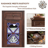 IFGET Farmhouse Fireplace TV Stand with 36" Electric Fireplace for 80 Inch TVs, 31" Tall Entertainment Center w/Drawer & Diamond Panel Door, Highboy Media Console for Living Room, 70inch, Brown IFGET