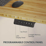 Standing Desk with Dual Motor, 3-Stage Lifting Column, Handset with 3 Preset and Sit-Stand Reminder - 60 inch Whole Piece Real Bamboo Desk/White Frame, Height Adjustable Desk for Home and Office SANODESK