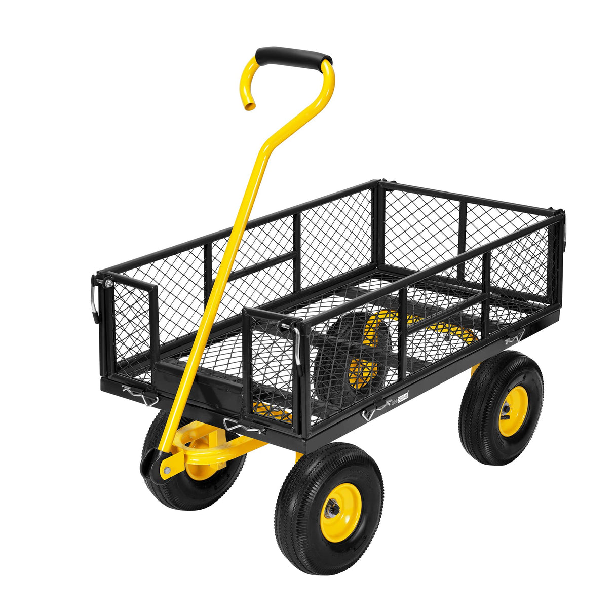 VIVOHOME Heavy Duty 880 Lbs Capacity Mesh Steel Garden Cart Folding Utility Wagon with Removable Sides and 4.10/3.50-4" Wheels 10 inch Tire (Black) VIVOHOME