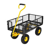 VIVOHOME Heavy Duty 880 Lbs Capacity Mesh Steel Garden Cart Folding Utility Wagon with Removable Sides and 4.10/3.50-4" Wheels 10 inch Tire (Black) VIVOHOME