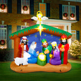 8FT Christmas Nativity Scene, LED Lighted Birth of Jesus Inflatable Decor for Xmas Yard Melisheer