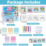 Qyeahkj 4 Pcs Suncatcher Kits DIY 2-in-1 Gems and Gels Art Kit Unicorn Window Art Craft Toys Supplies Unicorn Painting Hanging Decor Christmas Birthday Gift for Home Family Activities Qyeahkj