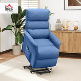 HOMCOM Power Lift Recliner Chair for Elderly, Easy Assembly, Fabric Lift Chair for Adults, Recliner Sofa with Remote Control, Side Pockets for Living Room, Blue HOMCOM