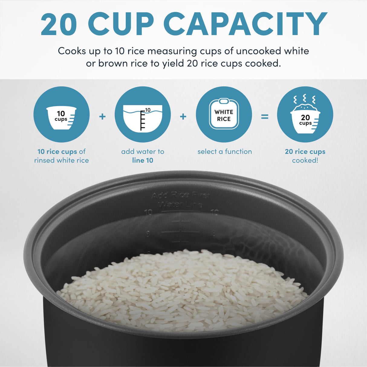 Aroma Housewares AROMA® Professional 20-Cup (Cooked) / 5Qt. Digital Rice Cooker, Steamer, and Slow Cooker Pot with 10 Smart Cooking Modes, Including Sauté-then-Simmer® AROMA