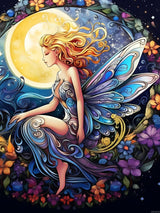 EATUKYIC 5D Fairy Diamond Painting Kits for Adults Fairy with Moon Full Drill Diamond Dots Paintings Fairy Round Paint with Diamonds Pictures Gem Art Painting Kits DIY Crafts Kits 12x16 inch EATUKYIC