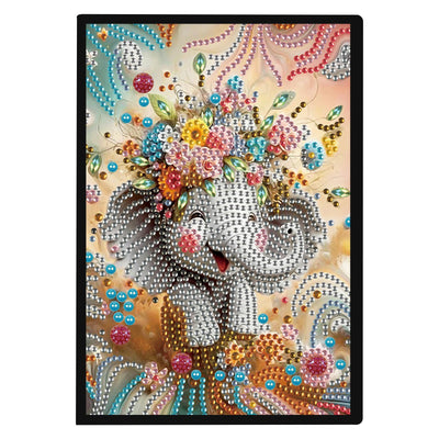 DCIDBEI Diamond Painting Notebook A5 Blank Diamond Art Notebooks Diamond Painting Elephant Flower Anime Notebook Writing Hardcover Diary Sketchbook Diamond Painting Note Book Christmas