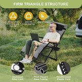 Garvee Lounge Chair Supports Indoor/Outdoor Adjustable Folding Recliner with 29 Inch Seat, Removable Cup Holder & Headrest Grey Garvee