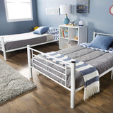 Walker Edison Elodie Urban Industrial Twin over Twin Metal Bunk Bed, Twin over Twin, White Walker Edison