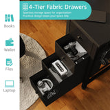 Lufeiya Gaming Desk with 4 Fabric Drawers & Storage Shelves, 63 inch Computer Writing Work Study Desk for Home Office Bedroom, Modern Simple Student PC Desks Table, Black Lufeiya