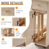 COMUHOME Extendable Drop Leaf Folding Dining Table with 2 Drawers and 4 Wheels for Living Room Kitchen Farmhouse Space Saving Table in Wood Color COMUHOME