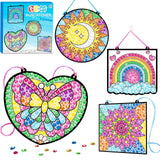 BANBBUR 4 Pcs Window Art Kits for Kids,Gem Arts for Kids Ages 8-12 4-8,Suncatcher Kits for Kids,Diamond Art and Crafts for Girls Boys Birthdays Christmas Gift BANBBUR