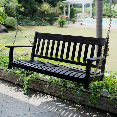 Cambridge Casual Solid Wood Bentley Porch Swing, Black Cambridge Casual