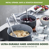 GreenPan Valencia Pro Hard Anodized Healthy Ceramic Nonstick 22 Piece Cookware Pots & Pans Set, Fry Grill, Griddle, Saute & Sauce Pans, Stockpot,Lids, PFAS-Free, Induction, Dishwasher & Oven Safe,Gray GreenPan