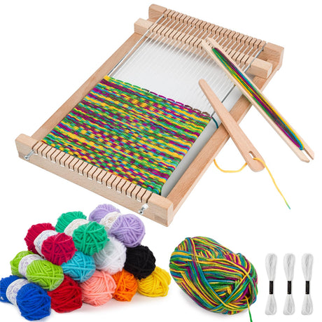 LYKTRIX Weaving Loom for Kids, Wooden Weaving Kit, Loom Kit for Kids Ages 8-12, Great Knitting Looms for Beginners and Girls Over 6 Years Old, Contains Enough Weaving Yarn 11.4" x 7.5" LYKTRIX
