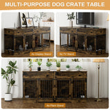 OUYESSIR Dog Crate Furniture, 72.05 Inch Wooden Large Dog Kennel with 2 Drawers & Dog Bowls, Dog House with Double Doorss & Divider, Heavy Duty Indoor Dog Cage for Large Medium Dogs, Rustic Brown OUYESSIR