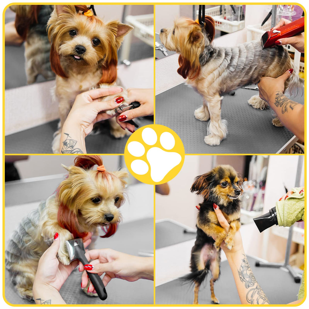 ROOMTEC 36" Dog Grooming Table,Foldable Home Pet Bathing Station with Adjustable Height Arm/Noose/Mesh Tray ROOMTEC