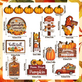 16 Pcs Fall Tiered Tray Decor Pumpkin Gnome Truck Wooden Signs Fall Table Decorations Centerpieces Farmhouse Thanksgiving Decor for Home Autumn Harvest Table Shelf Decor Dandat