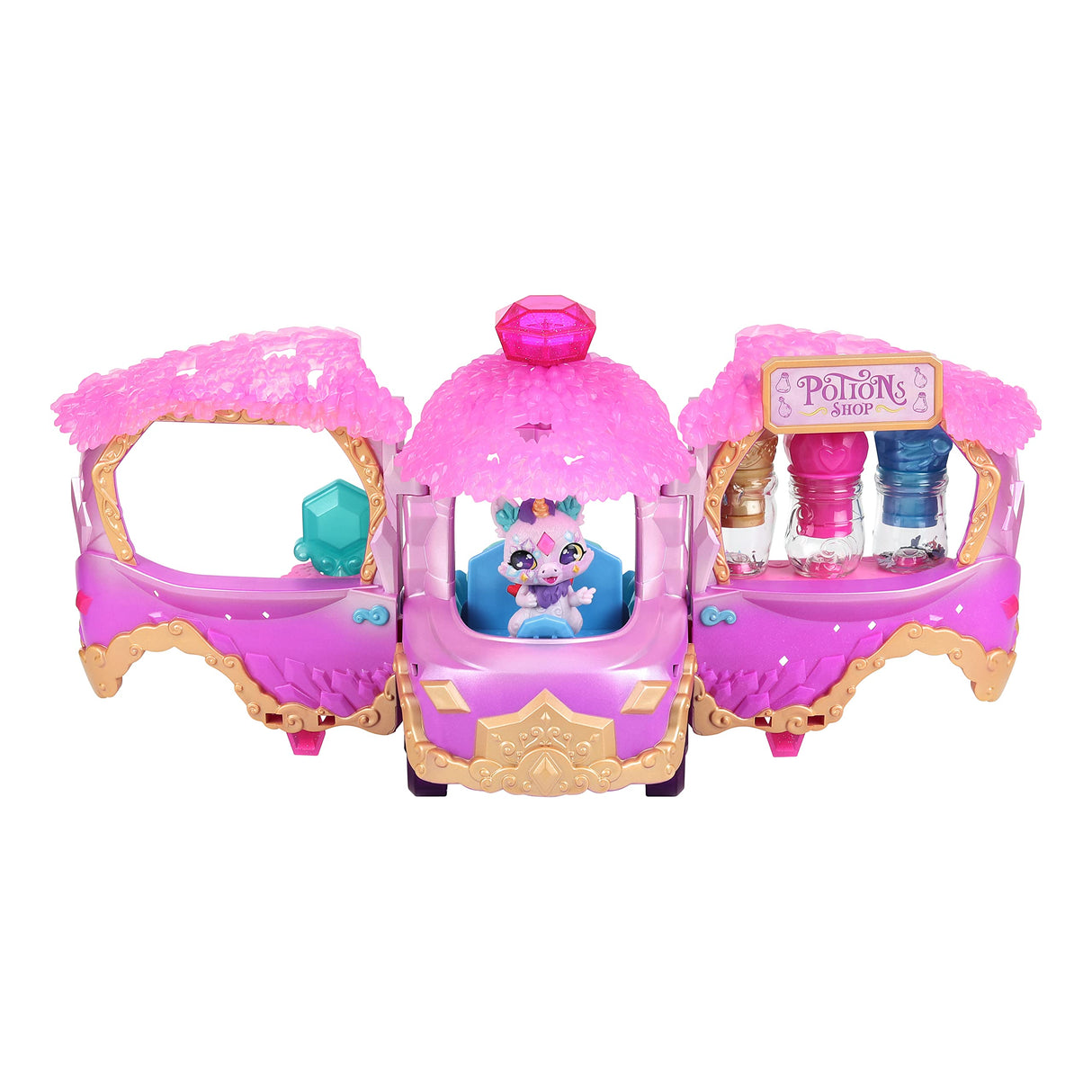 Magic Mixies Magic Potions Truck Playset. Transforms Into A Potion Shop. Create 3 Spells and Potion Surprises for Your Mixlings. Includes 1 Exclusive Mixling Magic Mixies