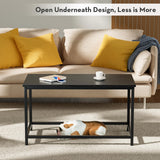 SAYGOER Small Black Coffee Table Simple Modern Open Design Rectangular Minimalist Center Table for Living Room Small Spaces, Easy Assembly, 31.5 x 15.7 x 17.7, Black SAYGOER