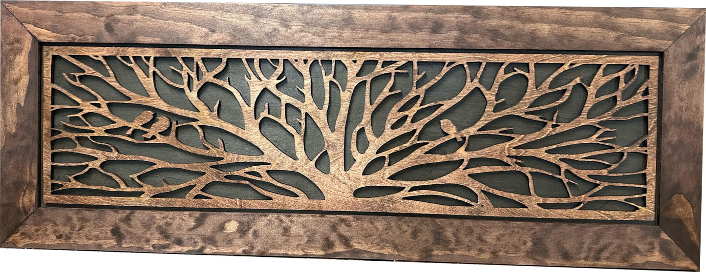 Large Wood Hidden Gun Cabinet Birds In A Tree Wall Decoration - Hidden Gun Safe To Securely Store Your Gun In Plain Sight by Bellewood Designs - WoodArtSupply