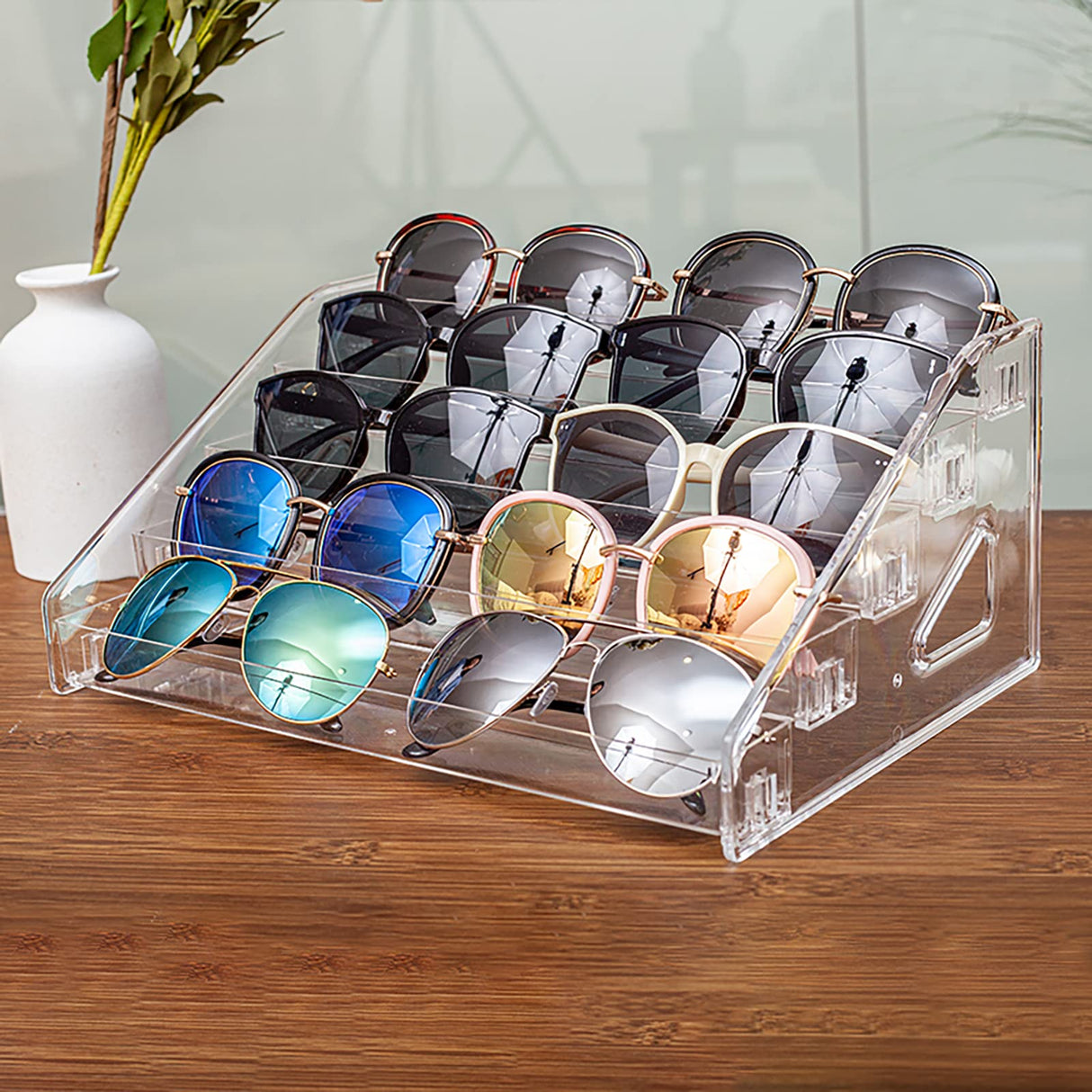 ALUYUYO 7-Tier Nail Polish & Sunglasses Organizer | Screwless Cosmetic Display Shelf for Makeup, Jewelry, Eyeglasses Storage | Non-Slip Bathroom Vanity Shelf for Essential Oils ALUYUYO