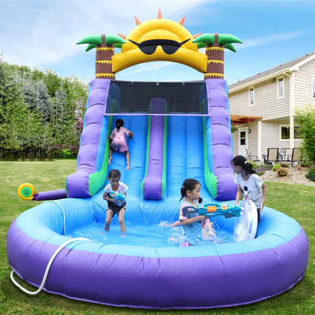26FT Inflatable Water Slide for Kids Adults /100% PVC Commercial Bounce House Water Slide with Blower, Bigger Splash Pool, for Backyard, Park or Commercial Use,26x13x12ft Inflantteble