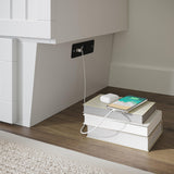 AFI, Nantucket Queen Murphy Bed Chest with Mattress, Storage Drawer and Built-In USB Charger, White AFI