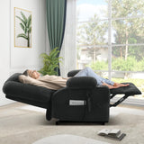 Madaha Electric Power Large Lift Recliner Chair Sofa with Massage and Heat for Elderly, Oversized Lay Flat Dual Motor Infinite Position Recliner Chair, Side Pockets, Cup Holders, USB Ports (Grey) Madaha