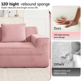 153.5 Cloud Sofa with Deep Seats and Wide Armrests，Boneless Sectional Couch with High Density Memory Foam Sofa, 4 Seater Sofa for Living Room Apartments - No Assembly, Corduroy,Pink HUMEHA